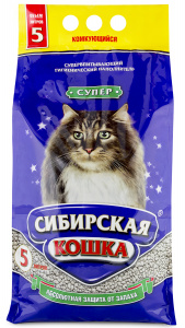 Наполнитель Сибирская Кошка Суперкомкующийся 5л
