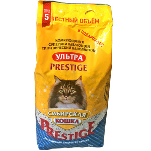 Наполнитель для кошачьего туалета Сибирская кошка Ультра PRESTIGE комкующийся 5л