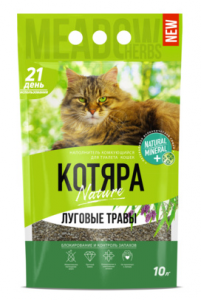 Наполнитель для кошачьего туалета Котяра комкующийся Луговые травы 10л