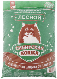 Наполнитель для кошачьего туалета  Сибирская кошка Лесной супервпитывающий гигиенический наполнитель 20кг