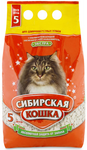 Наполнитель для кошачьего туалета Сибирская кошка Экстра впитывающий 5л