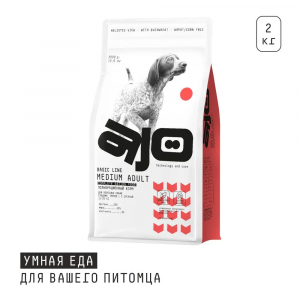 Сухой корм AJO Dog Medium Adult для взрослых собак средних пород с оленина с гречкой 2кг