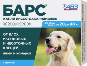 Капли инсект. БАРС д/собак №1 20-40кг 2,68мл              