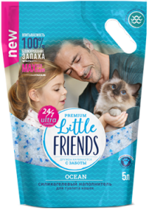Наполнитель для кошачьего туалета Little Friends силикагель 5л Океан