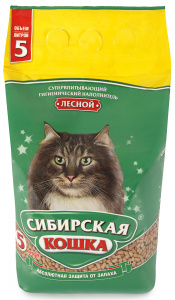 Наполнитель для кошачьего туалета Сибирская кошка Лесной супервпитывающий гигиенический наполнитель 5л