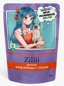 Влажный корм «ZILLII для стерилизованных кошек Курица с тунцом 75г