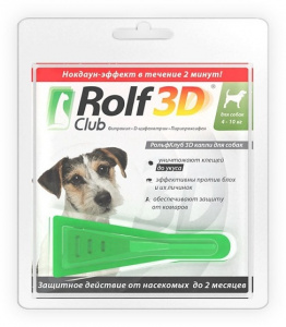 Капли инсект. Рольф клуб 3D д/собак 4-10кг         