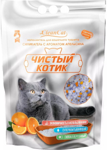 Наполнитель Чистый котик Силикагель апельсин 3,5л