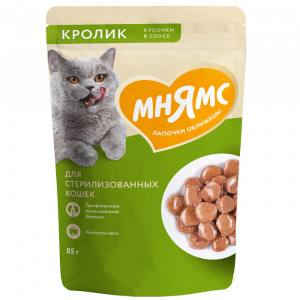 Мнямс пауч д/к стерил кролик соус 85г