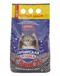 Наполнитель Сибирская Кошка Супер Комкующийся Carbon 5л