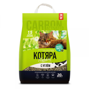 Наполнитель для кошачьего туалета Котяра комкующийся  С активированным углем 20л