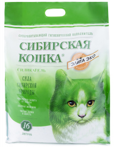 Наполнитель для кошачьего туалета Сибирская кошка Элита ЭКО силикагелевый 16л 