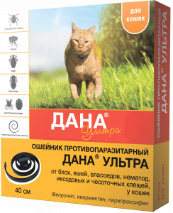 Ошейник от блох д/кошек Дана Ультра красный