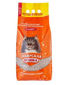 Наполнитель для кошачьего туалета Сибирская кошка Бюджет супервпитывающий гигиенический наполнитель 7л