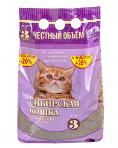 Наполнитель для кошачьего туалета  Сибирская кошка для котят комкующийся 3л