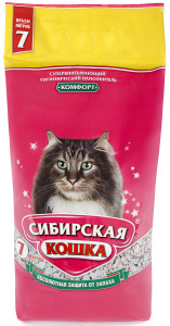 Наполнитель для кошачьего туалета  Сибирская кошка Комфорт супервпитывающий гигиенический наполнитель 7л