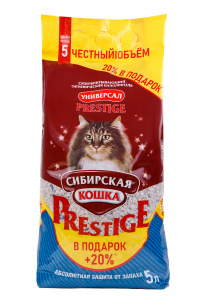 Наполнитель для кошачьего туалета Сибирская кошка Универсал PRESTIGE впитывающий 5л