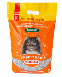 Наполнитель для кошачьего туалета Сибирская кошка Бюджет супервпитывающий гигиенический наполнитель 10л
