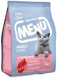 Сухой корм AlphaPet Menu для кошек с говядиной 350г